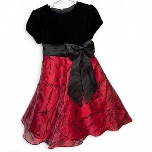 Sugar Plum Elegant Black and Red Dress with Bow